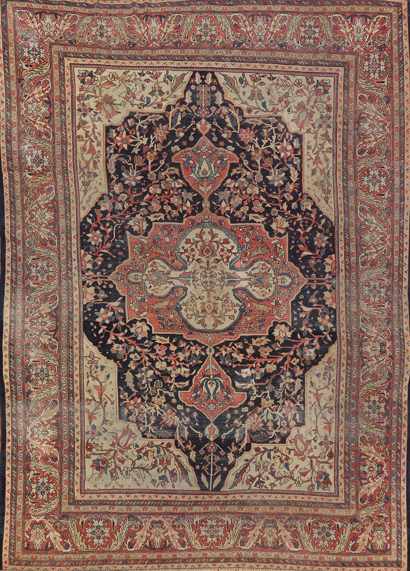 Pre-1900 Vegetable Dye Sarouk Farahan Persian Area Rug 8x11: Title: Pre-1900 Vegetable Dye Sarouk Farahan Persian Area Rug 8x11 Description:A Beautiful Genuine Iran ( Persia ) Sarouk (Farahan) rug is Hand Knotted by skillful weavers in Iran ( Persi