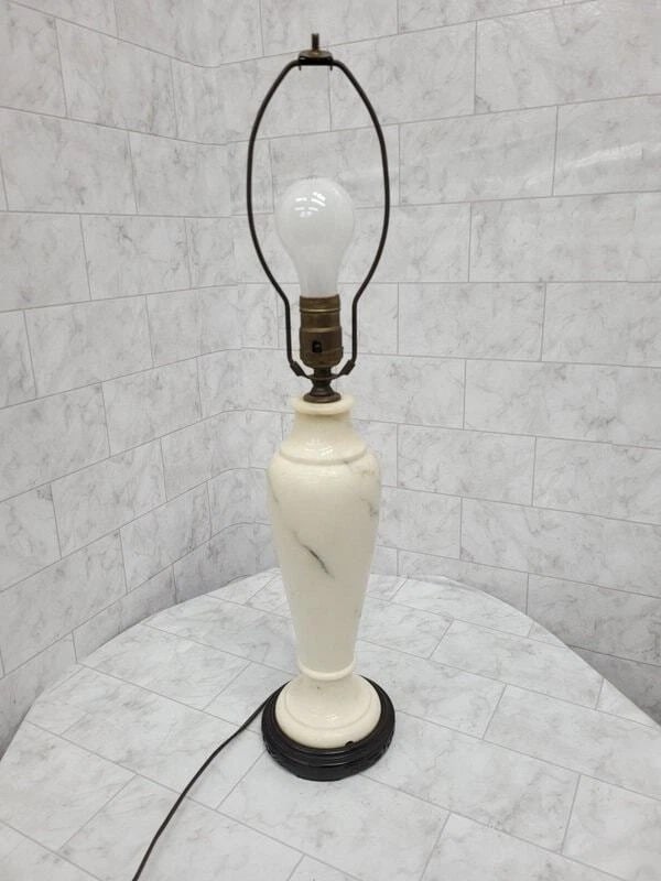 Vintage White Marble Table Lamp Smooth Sleek Design for Modern or Antique Design (1 of 7)