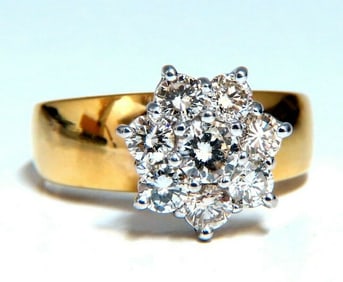 1.04ct Natural Diamonds Floating Cluster on Band Ring 14kt Vintage