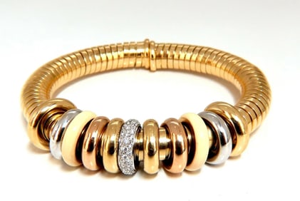 1.00ct Diamonds Ladies Accordion Bangle Bracelet 18 karat Rolling Rings Float