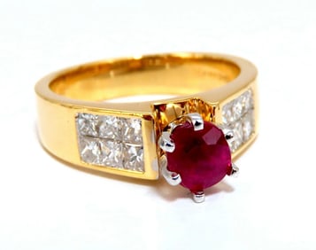 GIA Certified 1.04ct Natural Ruby Diamonds Ring 14 Karat Gold Cathedral Raised