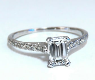 GIA Certified .54ct Emerald Cut diamond ring 18 Karat