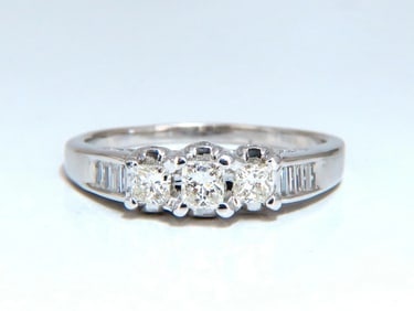 1.30ct Natural Princess Cut Diamonds Ring 14 Karat Classic Three Sz. 11.5
