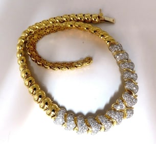7.00ct Natural Round Diamonds Hinged Scaling Pattern Necklace Statement 18 Karat
