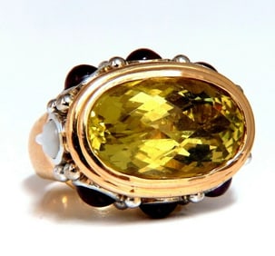 25ct Natural Lemon Quartz Vintage Ring 19 Karat Vintage Middle East 52 Gram
