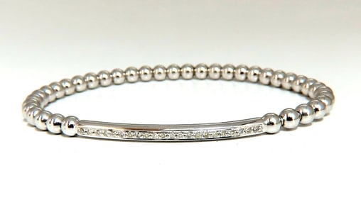.24ct natural round Accordion Expandable Bead Link Slip On Bracelet 14 Karat