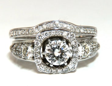 GIA certified .74ct. Round cut diamond & 1.00ct Engagement ring 14 Karat + Band