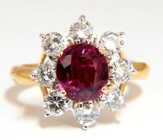 GIA Certified 3.20ct No Heat Natural Ruby Diamonds ring 14 Karat