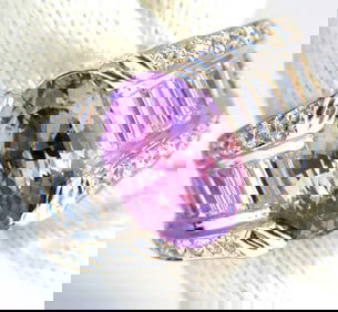 GIA 8.50ct natural no heat sapphire diamond ring 14kt. unheated purple pink+
