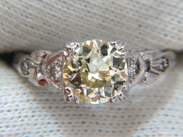 1.33ct vintage class old mine cut natural diamond engagement ring platinum+