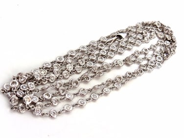 5.55ct diamonds eternity station by yard double wrap necklace 14kt +