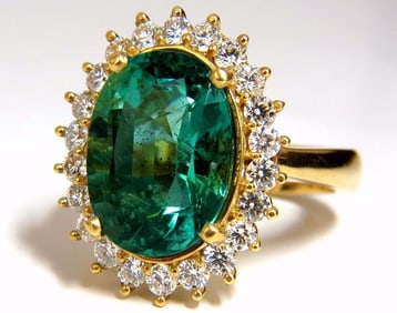 GIA Certified 8.60ct natural green emerald diamonds ring 18kt "F1" Halo Prime+