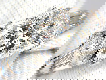 GIA certified 4.77ct. princess cut diamonds ring G/Si-1 platinum classic +