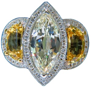 GIA CERTIFIED 18KT 7.82CT MARQUISE DIAMOND SAPPHIRE RING NO HEAT UNHEATED+