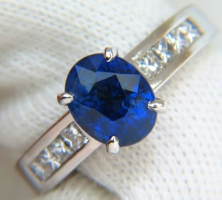GIA NO HEAT 2.97CT NATURAL GEM BLUE SAPPHIRE DIAMOND RING UNHEATED 14KT
