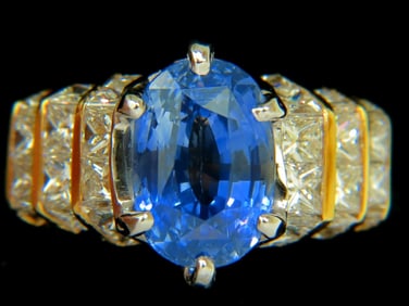 GIA 8.89CT NATURAL FINE SAPPHIRE DIAMOND RING CORNFLOWER CLASSIC 14KT