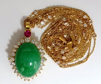 AGL Certified 48.62ct Natural Jade diamond necklace+