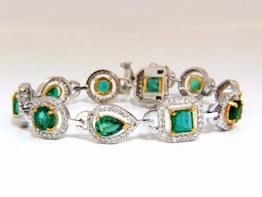 10.62ct natural emeralds diamond halo bracelet 14kt+