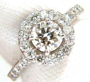2.00CT BRILLIANT ROUND FULL CUT DIAMOND RING HALO 14KT +