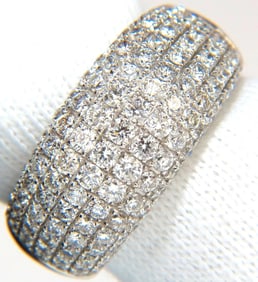 2.77CT FULL CUT DIAMONDS BEAD SET WIDE BAND RING 18KT 10MM SIZE 6.75 +