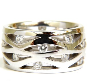 18KT .75CT DIAMOND 3D CHANNEL WAVE WIDE BAND 10.50MM +