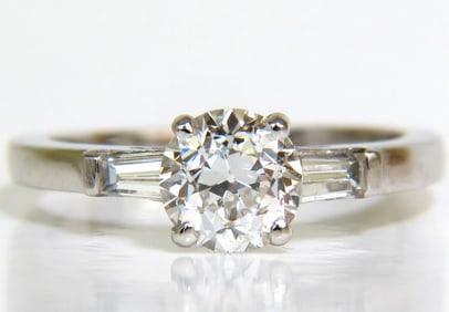 GIA 1.21CT EUROPEAN CUT DIAMOND RING F/VS2 PLATINUM+