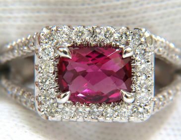 2.73CT NATURAL BRIGHT PINK TOURMALINE DIAMOND RING SPLIT SHANK 14KT+