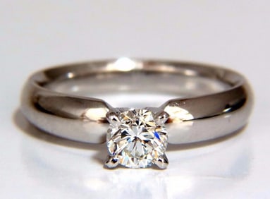 GIA Certified .51ct round cut diamond solitaire ring platinum classic G/Vs