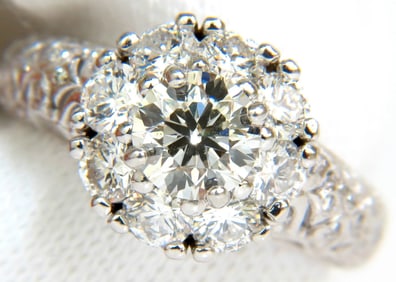 3D GILT 2.06CT CLUSTER DIAMOND RING & A+ DESIGN 14KT VS+
