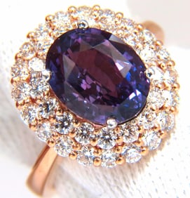 GIA Certified 6.41ct Natural Vivid purple sapphire diamonds ring+