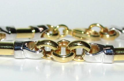 13.8 GRAMS BAR LINK BRACELET 14KT 2 TONED RARE+
