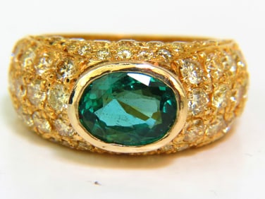 6.30CT ETERNITY NATURAL EMERALD FANCY YELLOW DIAMONDS RING +