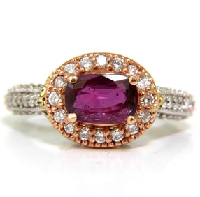 2.78CT NATURAL FINE PURPLE RED RUBY DIAMOND RING 14KT G/VS+