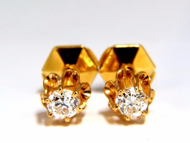.50ct natural round single cut diamond stud earrings 14kt victorian+