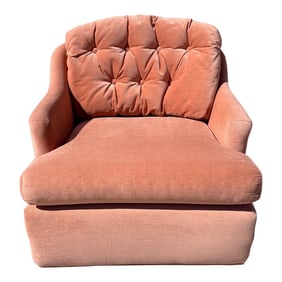 Vintage Salmon Tufted Swivel Club Chair
