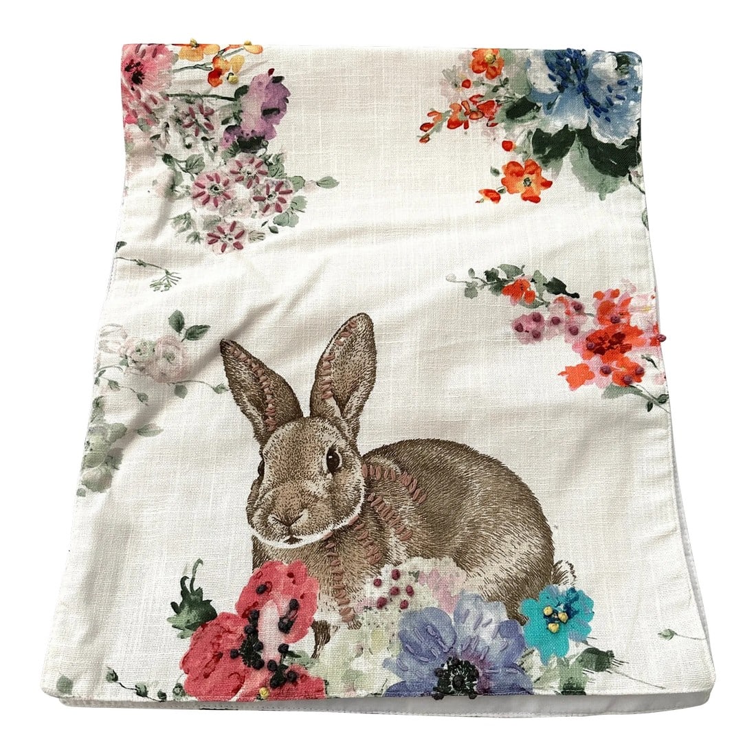 Embroidered Floral Table Runner W/Bunnies (1 of 6)