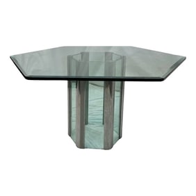 Vintage Pace by Leon Rosen Contemporary Style Chrome & Beveled Glass Hexagonal Dining Table
