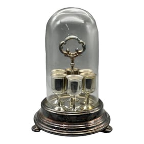 Vintage Taunton Silversmith for Lenox Silverplate Regency Style Cordials With Caddy & Cloche - Set o
