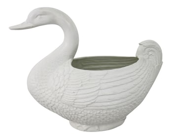 Large Pure White Porcelain Swan Jardinière Planter or Serving Tureen
