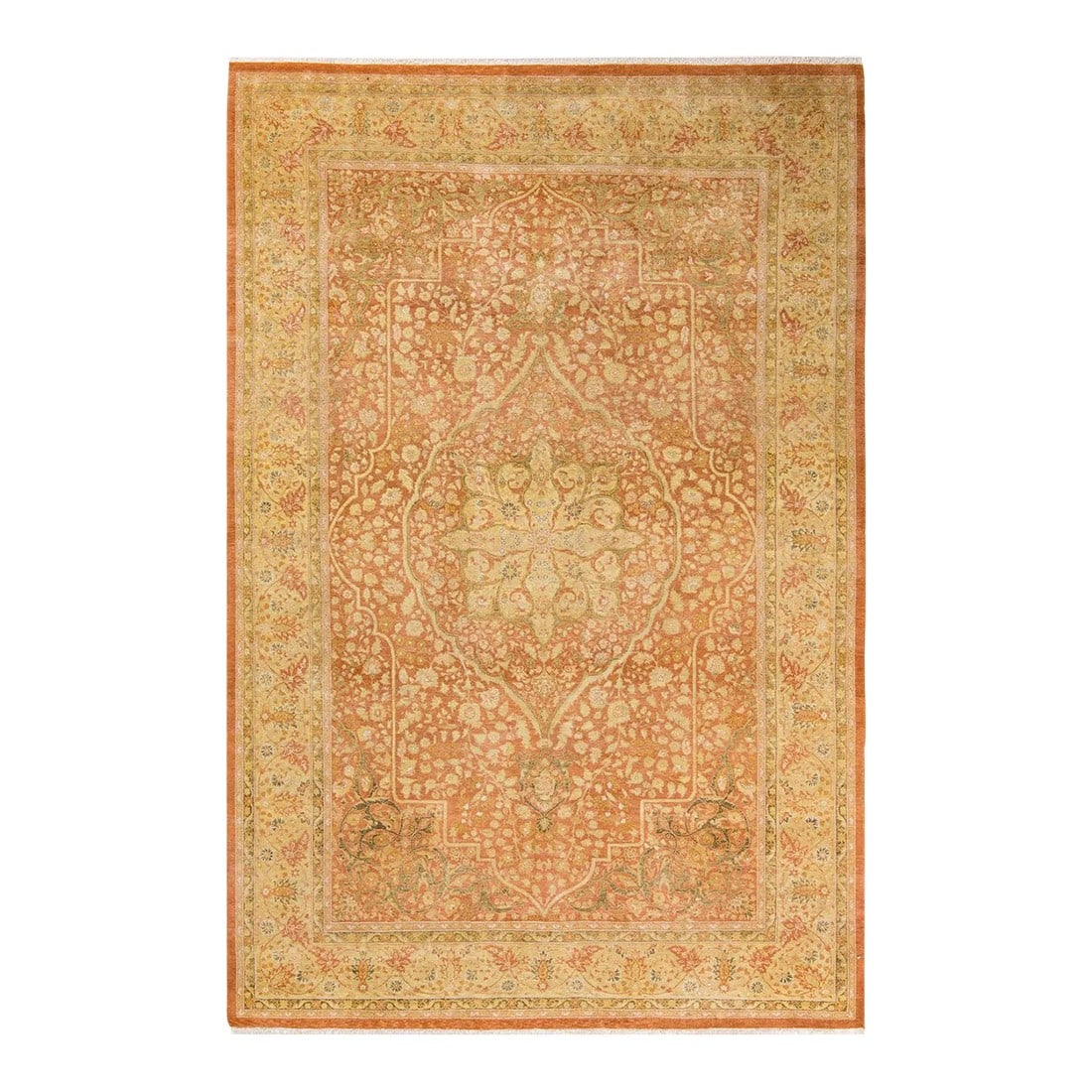 Mogul, One-of-a-Kind Hand-Knotted Area Rug - Brown, 6' 2" x 9' 4": With understated palettes and allover designs, the rugs in the Mogul Collection will bring timeless sophistication to any room. Influenced by a spectrum of Turkish, Indian, and Persian designs, the ar