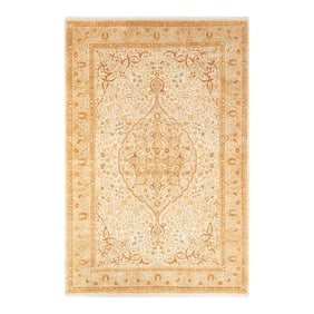 Mogul, One-of-a-Kind Hand-Knotted Area Rug - Ivory, 6' 2" x 9' 4"