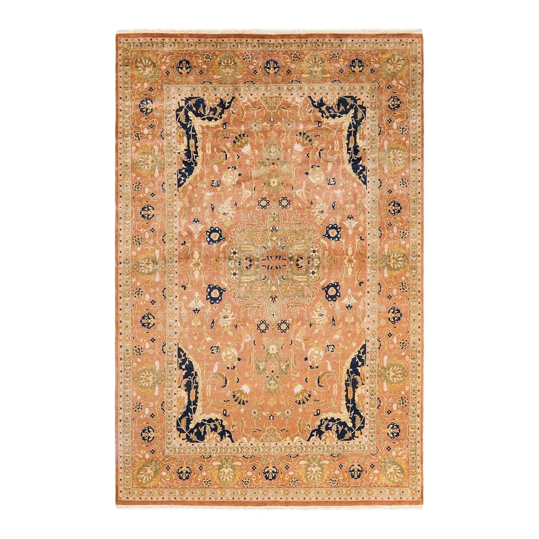 Mogul, One-of-a-Kind Hand-Knotted Area Rug - Brown, 6' 0" x 9' 3": With understated palettes and allover designs, the rugs in the Mogul Collection will bring timeless sophistication to any room. Influenced by a spectrum of Turkish, Indian, and Persian designs, the ar