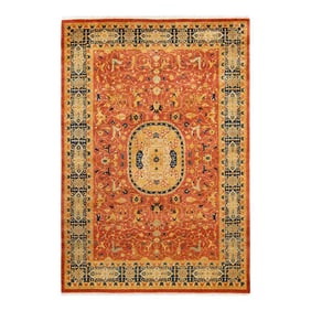 Mogul, One-of-a-Kind Hand-Knotted Area Rug - Orange, 6' 1" x 9' 0"