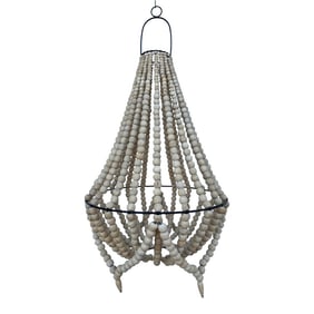 Natural Wood Beaded Boho Chandelier