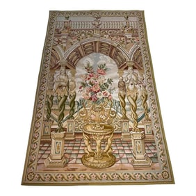 1990s Tapestry Handmade Garden Scene