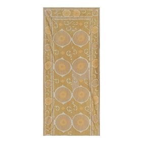Suzani Pastel Tapestry -Tan and Sand Uzbek Table Cloth - Tribal Embroidery Wall Decor, Vintage Inter