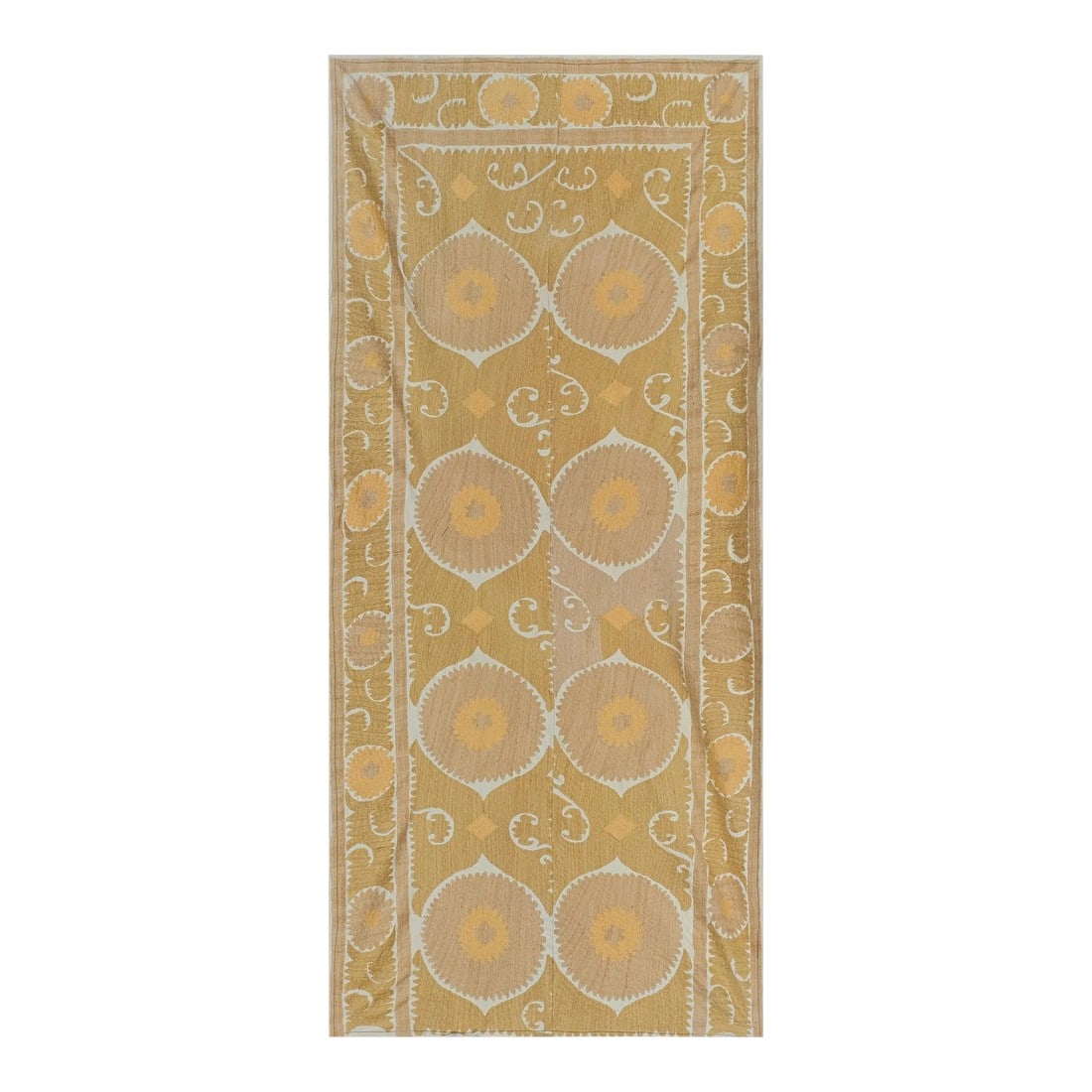 Suzani Pastel Tapestry -Tan and Sand Uzbek Table Cloth - Tribal Embroidery Wall Decor, Vintage Inter (1 of 10)