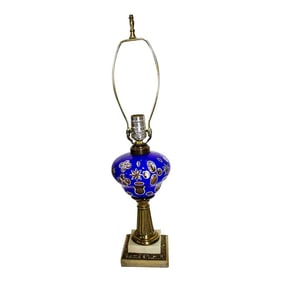 Bohemian Cobalt Cut to Clear Glass Lamp