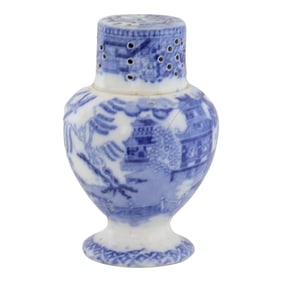 English Victorian Pearlware Willow Pepper Pot
