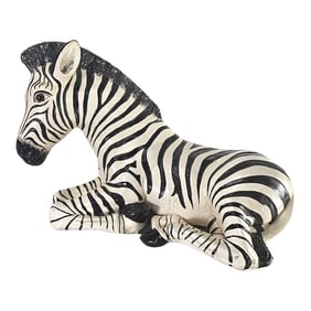 Ceramic Zebra Statue Figure Chalkware Palm Beach Regency Figurine 27"
